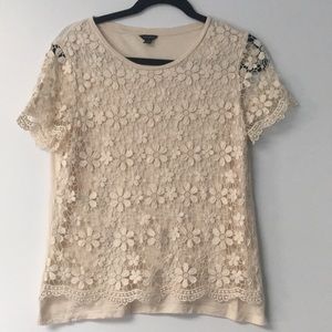 Ann Taylor - Short Sleeve Lace Tee